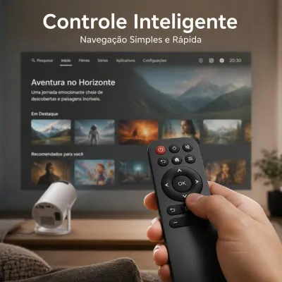 1 Ano Netflix Grátis — Mini Projetor HY300 Pro Wi-Fi Bluetooth HD 720P Portátil para Cinema em Casa