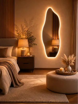 Espelho Orgânico Com Led Design Moderno Luxo Sem Moldura