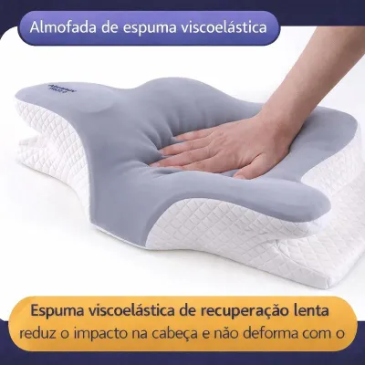 Travesseiro Cervical Ergonômico — Espuma de Memória, Alívio de Pressão no Pescoço e Ombros