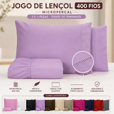 PAGUE 3 LEVE 5 — Kit 5 Jogos de Cama 3 Peças, Lençol 400 Fios com Elástico — imagem 1