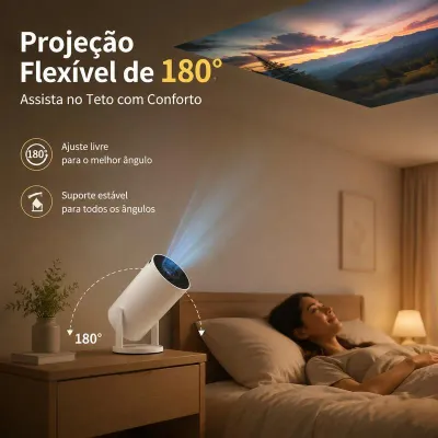 1 Ano Netflix Grátis — Mini Projetor HY300 Pro Wi-Fi Bluetooth HD 720P Portátil para Cinema em Casa