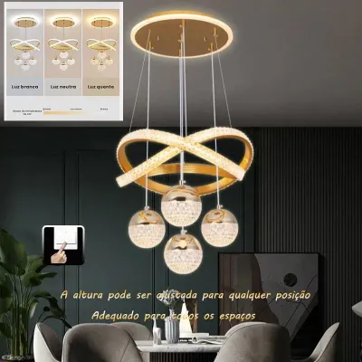 110V-220V Lustre De Teto Nordico De Luxo LustrePara Sala De Jantar e Estar 1 Luz 3 Cores Lustre Sala DeJantar