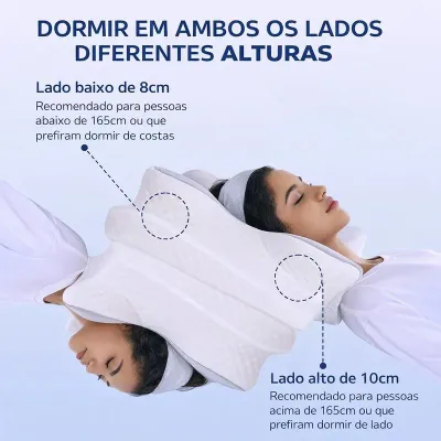 Travesseiro Cervical Ergonômico — Espuma de Memória, Alívio de Pressão no Pescoço e Ombros