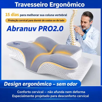 Travesseiro Cervical Ergonômico — Espuma de Memória, Alívio de Pressão no Pescoço e Ombros